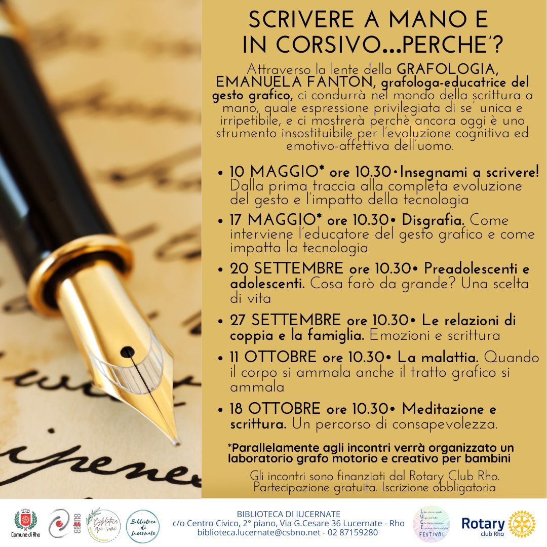 locandina Scrivere a mano e in corsivo ...perchè? immagine di penna stilografica