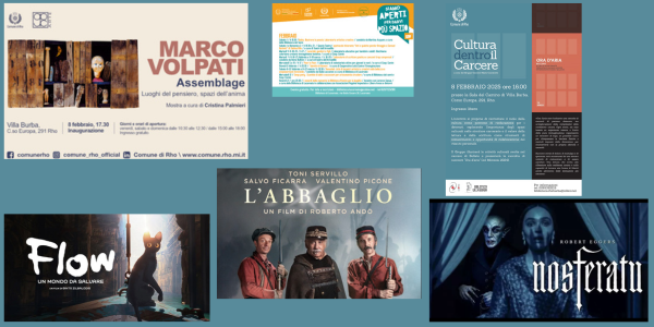 locandine degli eventi: Marco Volpati, VenusLab, Flow,  l'Abbaglio, Nosferatut! Cultura dentro il carcere
