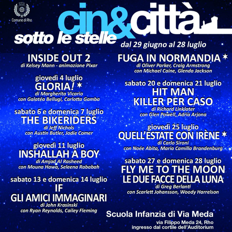 locandina cin&città sotto le stelle dal 29 giugno al 28 luglio