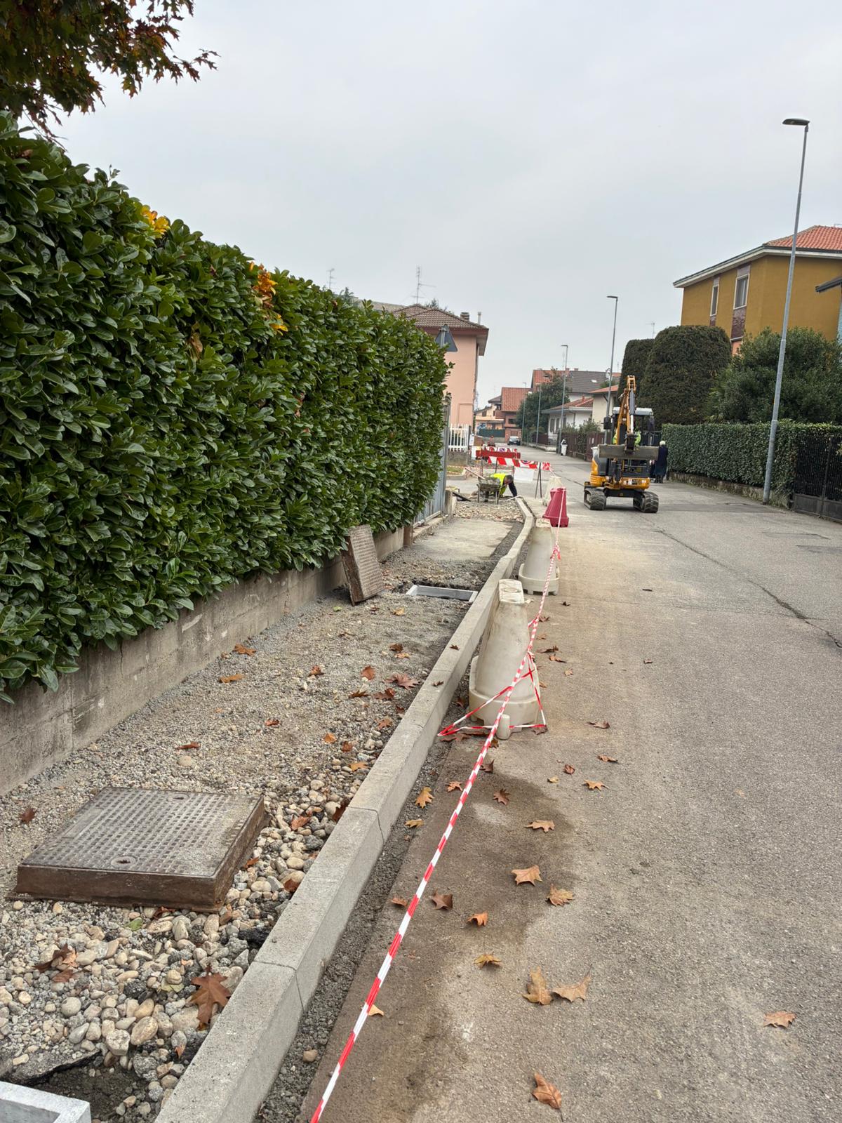 immagine dei lavori in corso in una via pellegrini