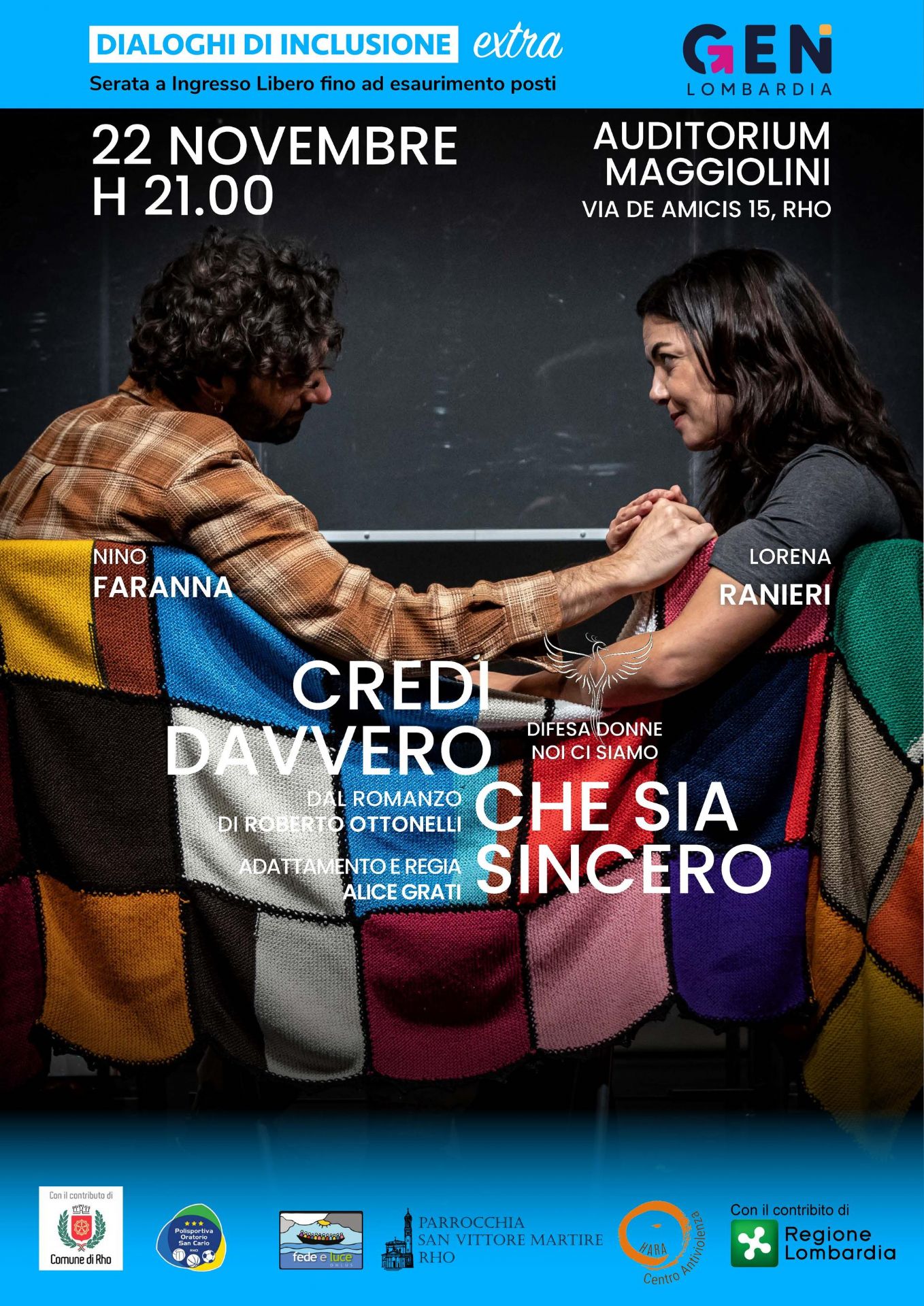 due persone, uomo e donna che di tengono per mano sedute sotto una coperta a quadri di maglia titolo credi davvero che sia sincero