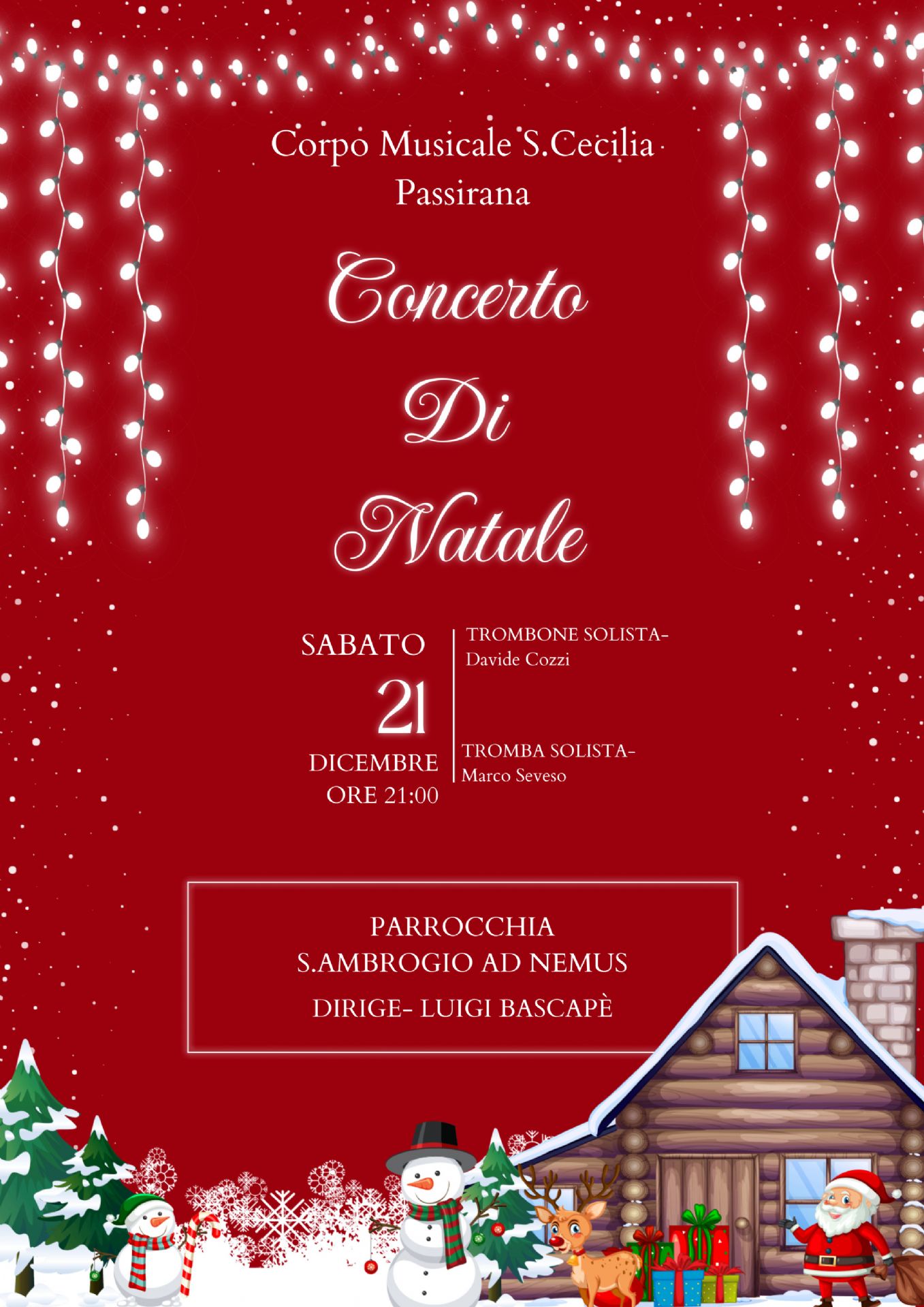 locandina Corpo Musicale Santa Cecilia Passirana Concerto di Natale  sabato 21 dicembre ore 21