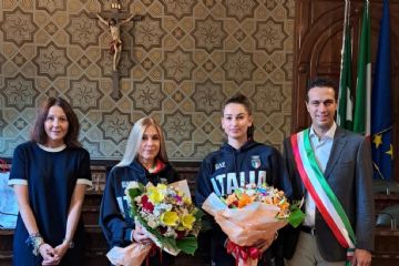 Da sinistra: Alessandra Borghetti, Emanuela Maccarani, Laura Paris, Andrea Orlandi