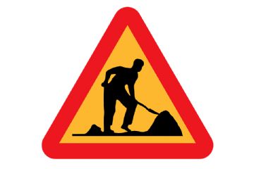 cartello stradale lavori in corso