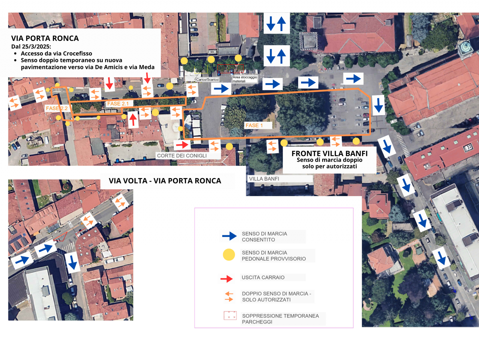 Legenda cartina via Porta Ronca
