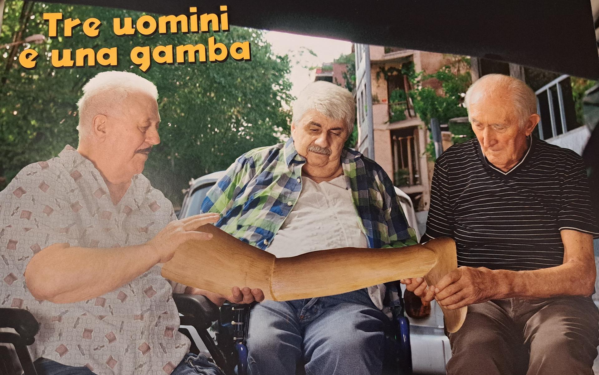 
Nella foto il pannello dedicato a "Tre uomini e una gamba"