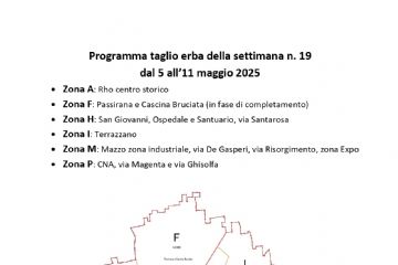 programma taglio erba della settimana n.19 dal 5 all'11 maggio 2025 cartina 