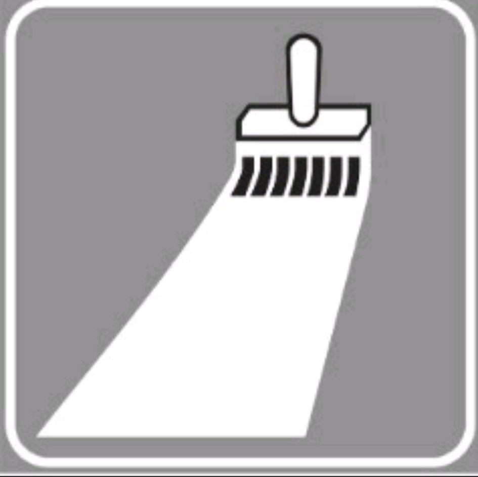 Grafica che illustra l'attività della verniciatura con una striscia bianca disegnata da un pennello.