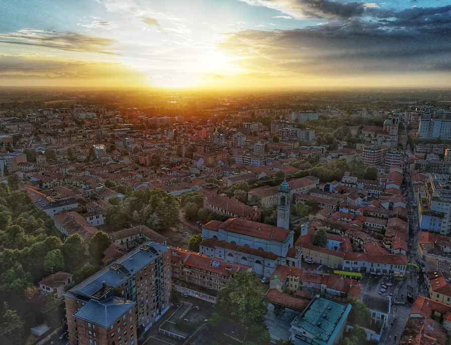 Una veduta di Rho dall'alto: il Pgtu approvato in Consiglio Comunale disegna una città più sicura e vivibile