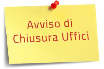 Grafica che comunica l'avviso di chiusura degli uffici. In questo caso l'avviso comunica gli orari estivi e le giornate di chiusura del mese di agosto delle biblioteche.