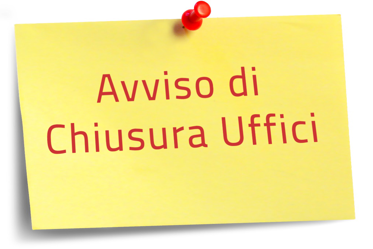 Grafica che comunica l'avviso di chiusura degli uffici. In questo caso l'avviso comunica gli orari estivi e le giornate di chiusura del mese di agosto delle biblioteche.