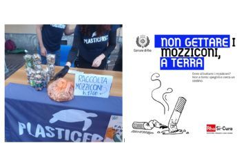  i mozziconi raccolti domenica e il manifesto della campagna Rho Si-Cura