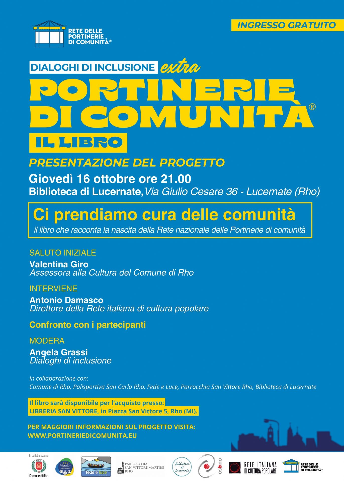 locandina azzurr con titolo e programma della serata