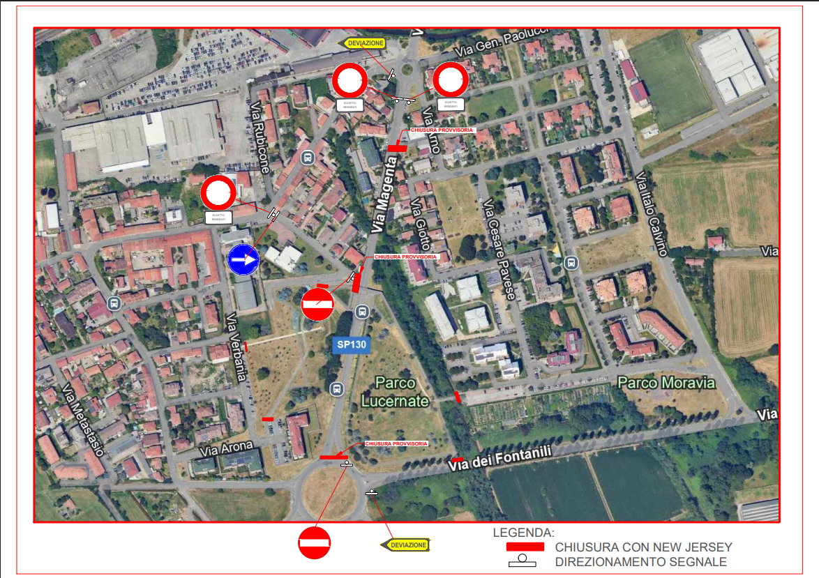 La mappa delle chiusure stradali la notte tra venerdì 21 e sabato 22 novembre